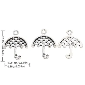Pendentifs parapluie vintage en alliage de zinc avec dimensions et poids indiqués