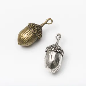 Vintage 3D hollow acorn charms in bronze and silver zinc alloy for DIY jewelry