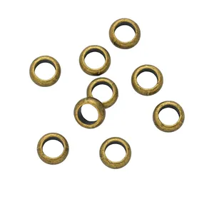Nine vintage bronze zinc alloy 7mm small hole beads for DIY jewelry making