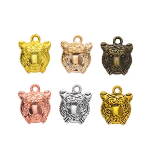 Lot de 6 breloques tête de tigre vintage en plusieurs couleurs pour bijoux DIY