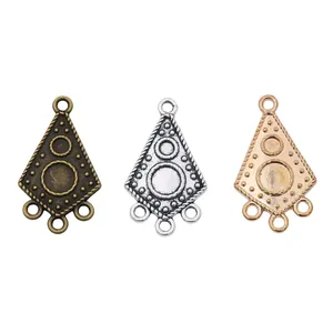 Vintage alloy diamond connectors in bronze, silver and rose gold finishes for DIY jewelry