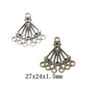 Vintage Legierung Fächerförmige Mehrloch Verbinder Anhänger Für DIY Schmuckherstellung Antik Bronze Silber Ohrring Halskette Zubehör