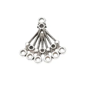 Fächerförmiger Anhängerverbinder aus antikem Silber mit fünf Schlaufen für DIY-Schmuck