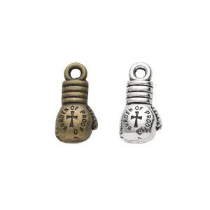 Vintage zinc alloy boxing glove pendants in bronze and silver for DIY jewelry making