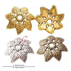 DIY Vintage Zinc Alloy Hollow Leaf Bead Caps Flower Tray Spacer Findings For Handmade Jewelry Making Accessories 4237