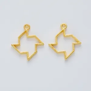 Golden windmill hollow frame pendants for DIY jewelry making in a two-piece set