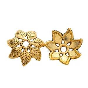 Vintage gold zinc alloy hollow flower bead caps for DIY jewelry making accessories