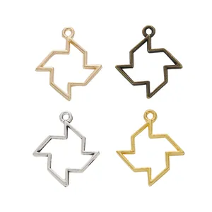 Vintage windmill hollow frame charms in gold, silver, and bronze for DIY jewelry making