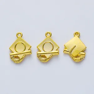 Detailed view of graduation cap and diploma DIY alloy charms with bezel for jewelry making
