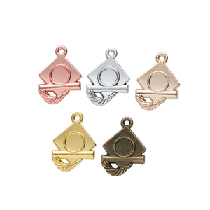 DIY graduation cap jewelry charms in five metal finishes for necklace pendants
