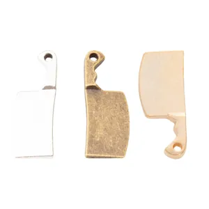 Three vintage alloy cleaver charms for DIY jewelry making in silver, bronze, and gold