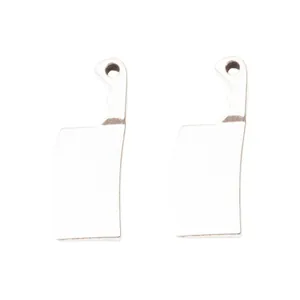 Pair of vintage silver alloy meat cleaver pendants for DIY jewelry and earrings