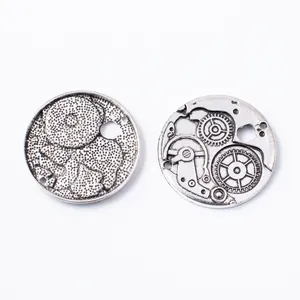 Steampunk gear clock pendant in vintage silver alloy for DIY jewelry necklace making