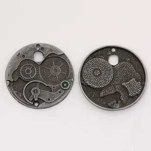 Steampunk gear clock charms in vintage silver finish for DIY jewelry and crafts