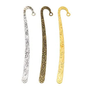 Vintage floral alloy bookmark set in bronze, silver, and gold finishes with relief patterns