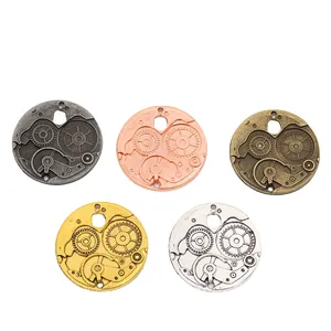 Steampunk gear pendants in silver, bronze, gold, and rose gold for DIY jewelry making