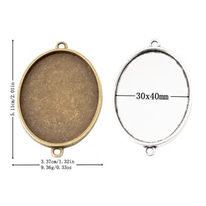 Ciondoli Base Cabochon Ovali In Lega Vintage Per Creazione Gioielli DIY Vassoio In Metallo Placcato Bronzo Antico Argento