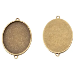 Base per pendente ovale in lega di bronzo 30x40mm per creazione gioielli DIY con doppi anelli