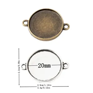 Connettore a Doppio Occhiello in Lega di Zinco Tondo per Base Cabochon Vintage per Creazione di Gioielli Fai da Te Braccialetti Collane