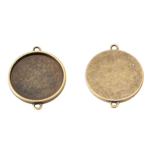 Vintage Bronze 25mm Doppel-Öse Anhänger Basis für DIY Schmuckherstellung Zubehör