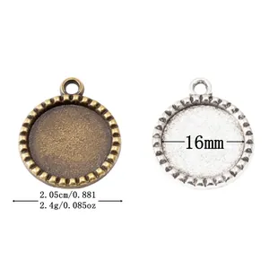Vintage Runde Legierung Anhänger Basis Tablett Zahnradkante Metall Charm Basis Für DIY Schmuckherstellung Antik Silber Bronze Nur Anhänger