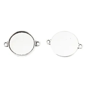 Pendenti tondi vintage da 20 mm in lega con doppi anelli per creazione gioielli DIY