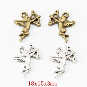 Vintage Zinklegierung Cupid Engel Charms Für DIY Schmuckherstellung Antike Bronze Silber Engelsflügel Anhänger Für Halsketten