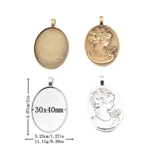 Vintage Viktorianischer Stil Legierung Kamee Relief Oval Anhänger DIY Schmuckherstellung Handwerk Zubehör Antik Bronze Silber
