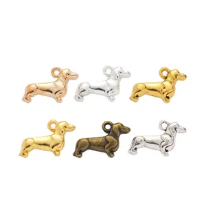 Dackel-Anhänger aus Metall in sechs Farben für DIY Halsketten und Armbänder Schmuck
