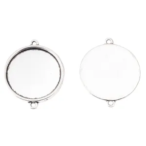 Antike 30mm Zinklegierung Rundanhänger mit zwei Ösen für DIY-Schmuckherstellung