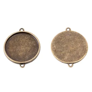 Antike Bronze 30mm Doppel-Öse runde Cabochon Fassung für DIY Schmuckherstellung