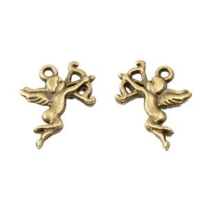 Vintage Bronze Cupid Engel Anhänger mit Flügeln und Bogen für DIY-Schmuck