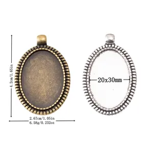 Support de Pendentif Ovale en Alliage Vintage pour la Fabrication de Bijoux Bronze Antique Argent Accessoires Collier DIY