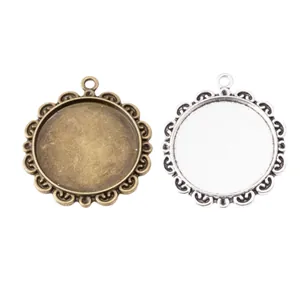 Vintage 25mm Zinklegierung Cabochon Fassungen in Bronze und Silber für DIY Schmuck