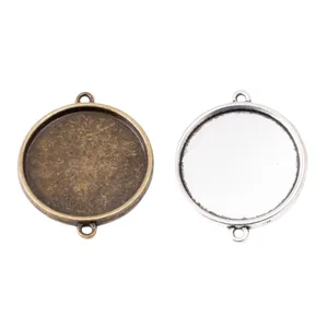 30mm DIY Vintage Zinklegierung Rundanhänger-Basen in Bronze und Silber Ausführungen