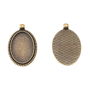 Pendentif ovale en alliage bronze antique avec vue avant et arrière pour bijoux DIY