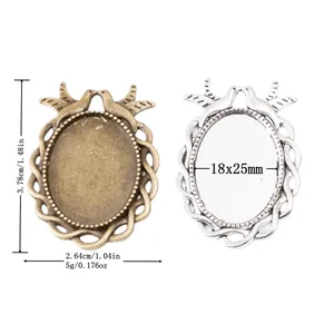 Base per Pendente Ovale in Lega Vintage Con Design a Due Uccelli Piccione Accessori in Metallo per Creazione Gioielli Fai da Te