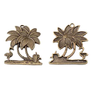 Vintage Bronze Palm- und Flamingo-Anhänger mit Relief für DIY-Schmuckherstellung