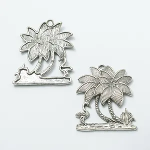 Vintage Silber Kokospalme und Flamingo Metallanhänger für DIY-Schmuckherstellung Basteln