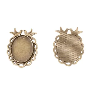Base per ciondolo ovale 18x25mm in bronzo vintage con decoro uccelli per gioielli DIY