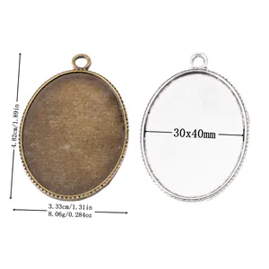 Vintage Legierung Oval Anhänger Basis Cabochon Fassung Tablett Für DIY Halskette Schmuckherstellung Zubehör Antik Bronze Silber