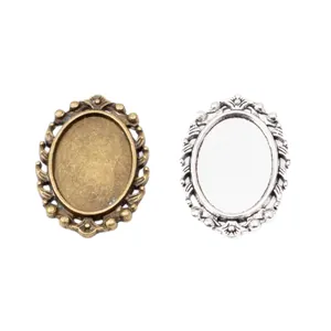 Vintage-Legierung 13x18mm ovaler Edelstein-Basis für DIY-Schmuck in Bronze und Silber
