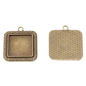 Base per ciondolo quadrata 20mm in lega di bronzo retrò con trama per gioielli fai da te