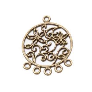 Anhänger-Verbinder aus Bronzelegierung im Vintage-Stil mit floralem Rankenmuster
