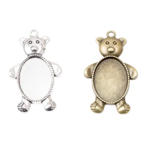 Bärenförmige Legierung-Anhängerbasis für DIY-Schmuck in Silber und Bronze