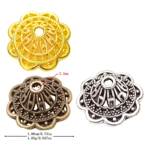 Vintage Legierung Blume Perlenkappen Für Schmuckherstellung DIY Hohl Metall Zwischenperlen Gold Antik Silber Bronze