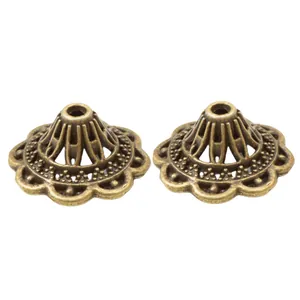 Vintage Bronzelegierung hohle Blumenperlenkappen für DIY Schmuckherstellung Zubehör