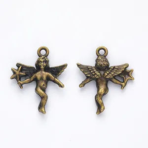 Vorder- und Rückseite von Engel-Anhängern aus Vintage-Bronze für DIY-Schmuckherstellung