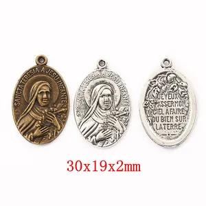 Ciondolo Medaglia Ovale Religiosa Vintage Santa Teresa Per Creazione Gioielli Fai Da Te Ciondoli Sacra Icona In Lega Per Collana