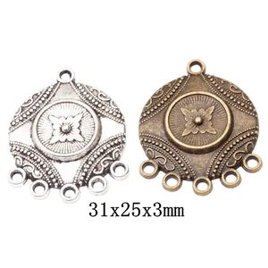 Antike Legierung Blume Mehrloch Schmuck Verbinder Für DIY Anhänger Ohrringe Herstellung Retro Graviert Metall Zubehör